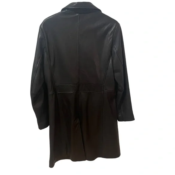 R&O Reilly Olmes Womens Black Genuine Leather Coat Mid Length Size M - Picture 4 of 12
